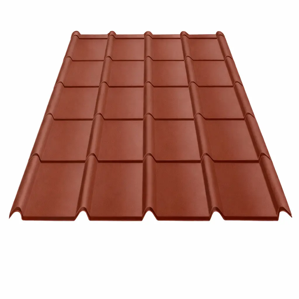Panneau de tuile R AREA 0,50 mm 35µ 1144 x 870 mm Brun mat - RAL 8012 - BACACIER - COV90450