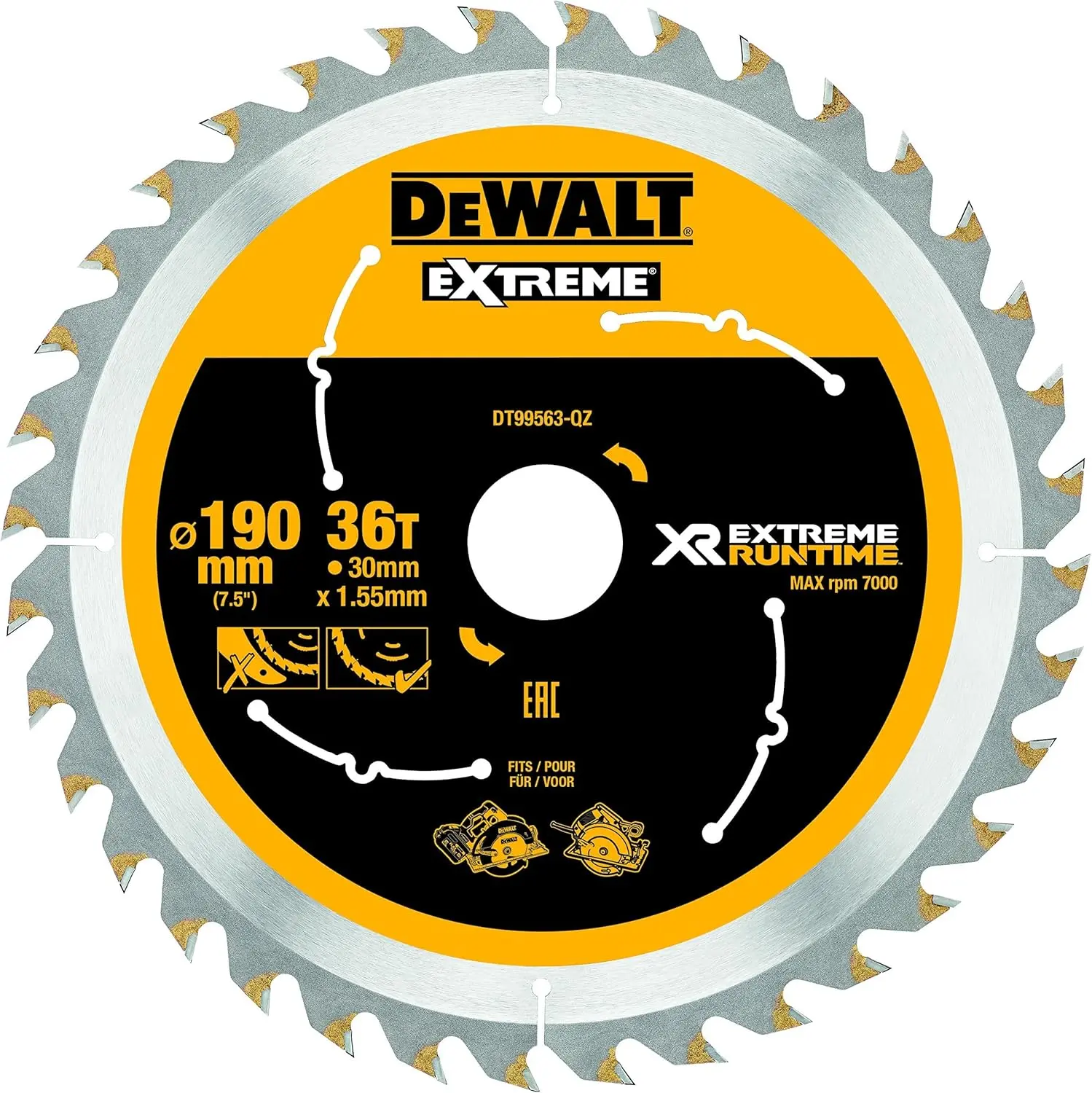 Lame de scie circulaire Ø30mm; Ø190mm - DEWALT - DT99563-QZ