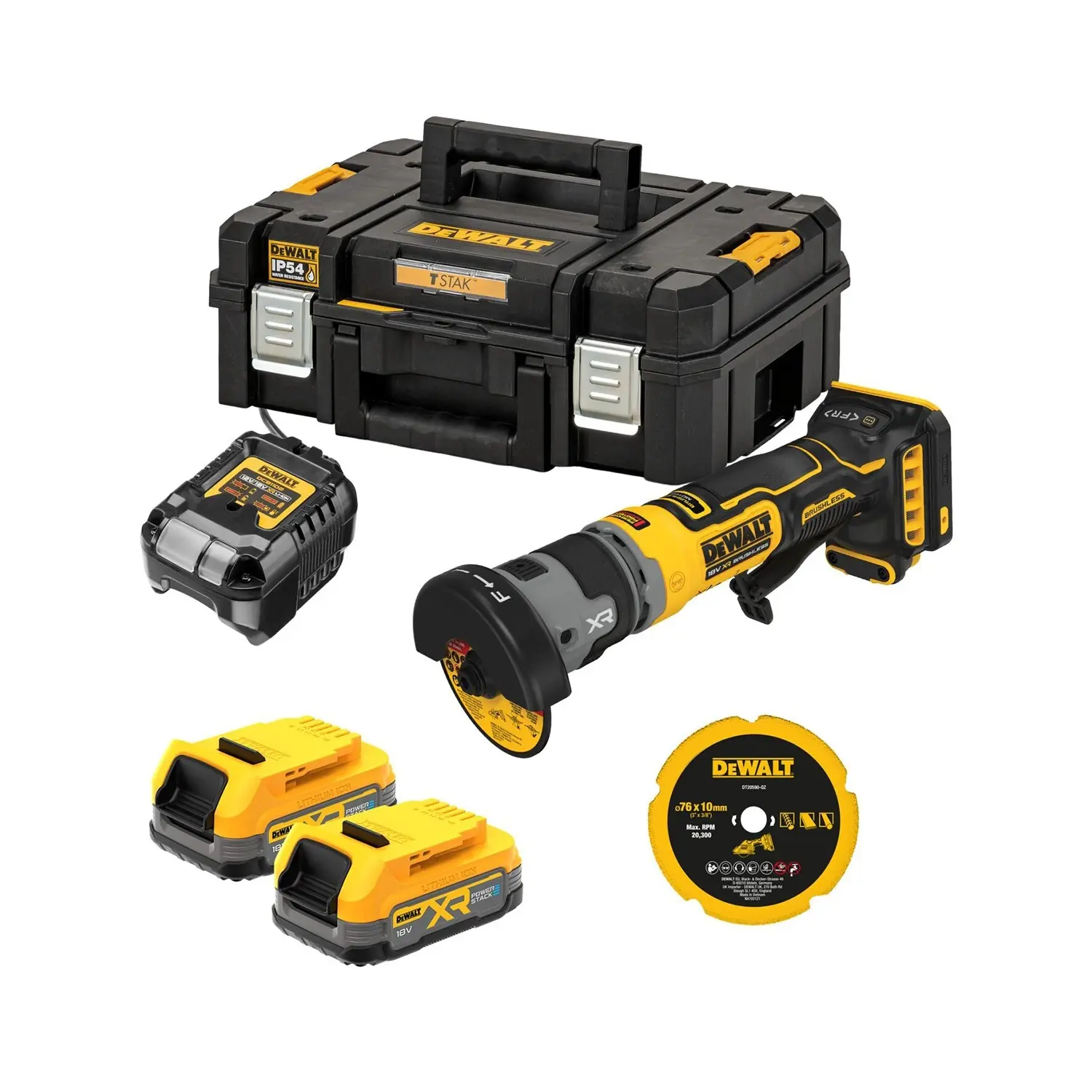 Meuleuse compacte 76 mm XR 18V 1.7ah li-ion brushless powerstack - DEWALT - DCG430E2T-QW