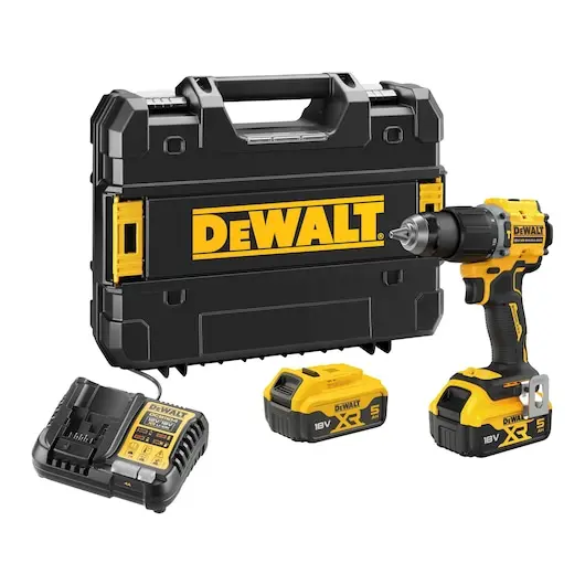 Perceuse-visseuse à percussion compacte XR 18V 5 Ah Li-Ion Brushless - DEWALT - DCD799P2T-QW