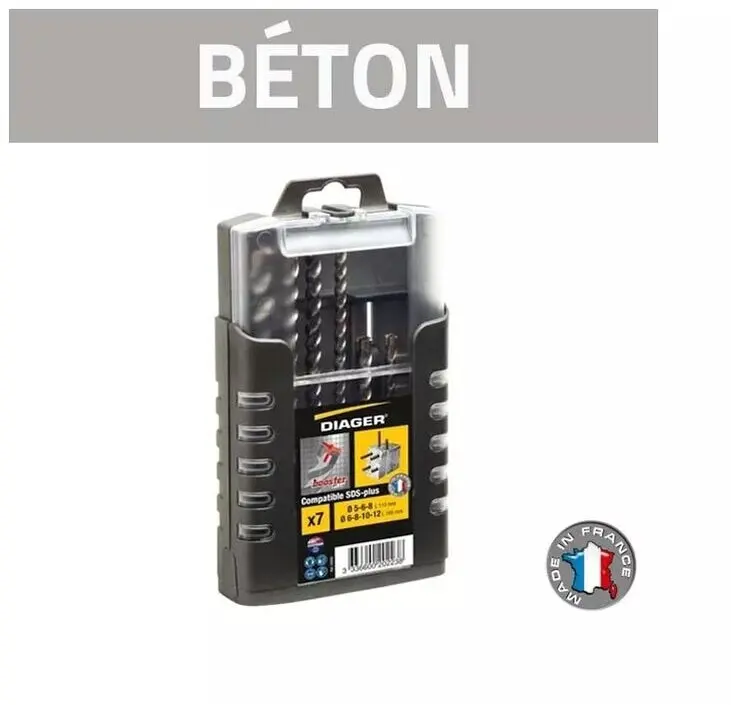 Coffret de 7 forets béton booster SDS plus - DIAGER - 1000U