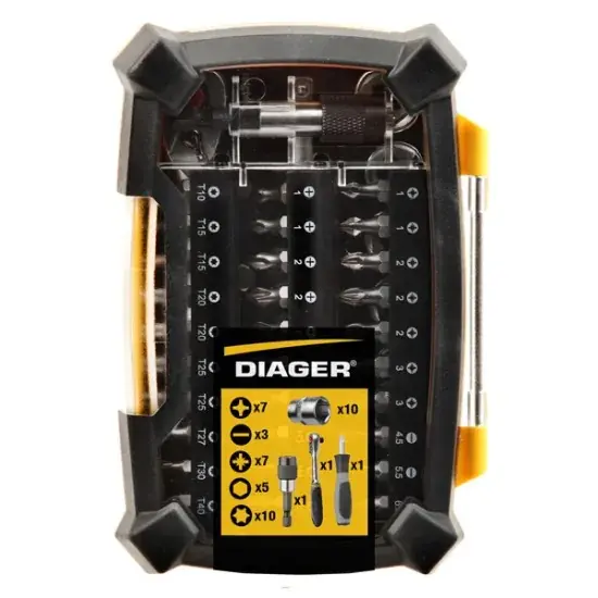 Coffret embouts torsion et douilles - 46 pièces - DIAGER - 6000B