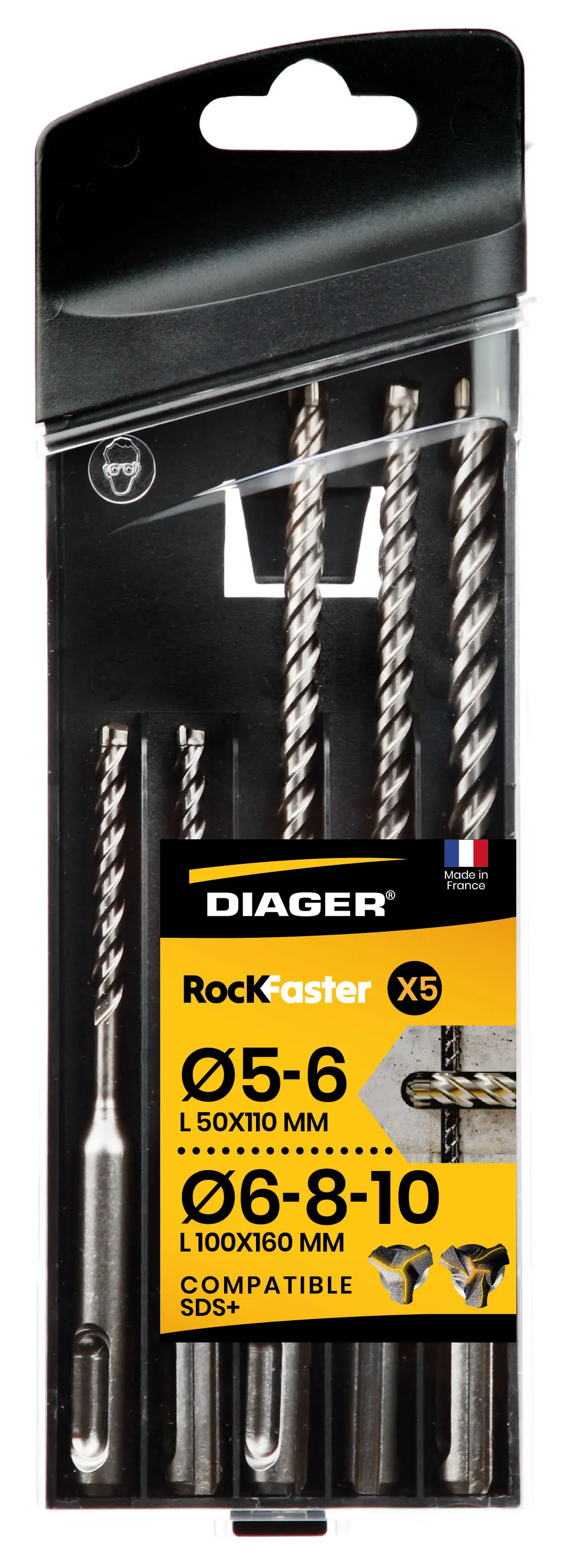 Coffret 5 forets béton rockfaster sds plus - DIAGER - 1004A