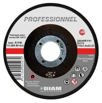 Disque abrasif diam.115 X 1.6 X 22.23 inox - DIAM INDUSTRIES - DI115/22