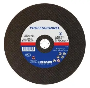 Disque abrasif diam.350 X 4 X 25.4 acier - DIAM INDUSTRIES - DA350/25