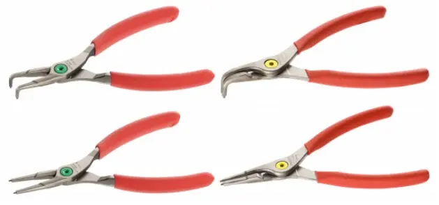 Jeu de 4 pinces circlips intérieures extérieures, becs coudés et droits - 18 à 60 mm - FACOM - PCJ4PB