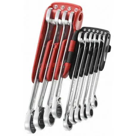 Jeu de clés mixte à fourche à cliquet métriques sur étui portatif -  8 à 19 mm - FACOM - 467.JP10PB