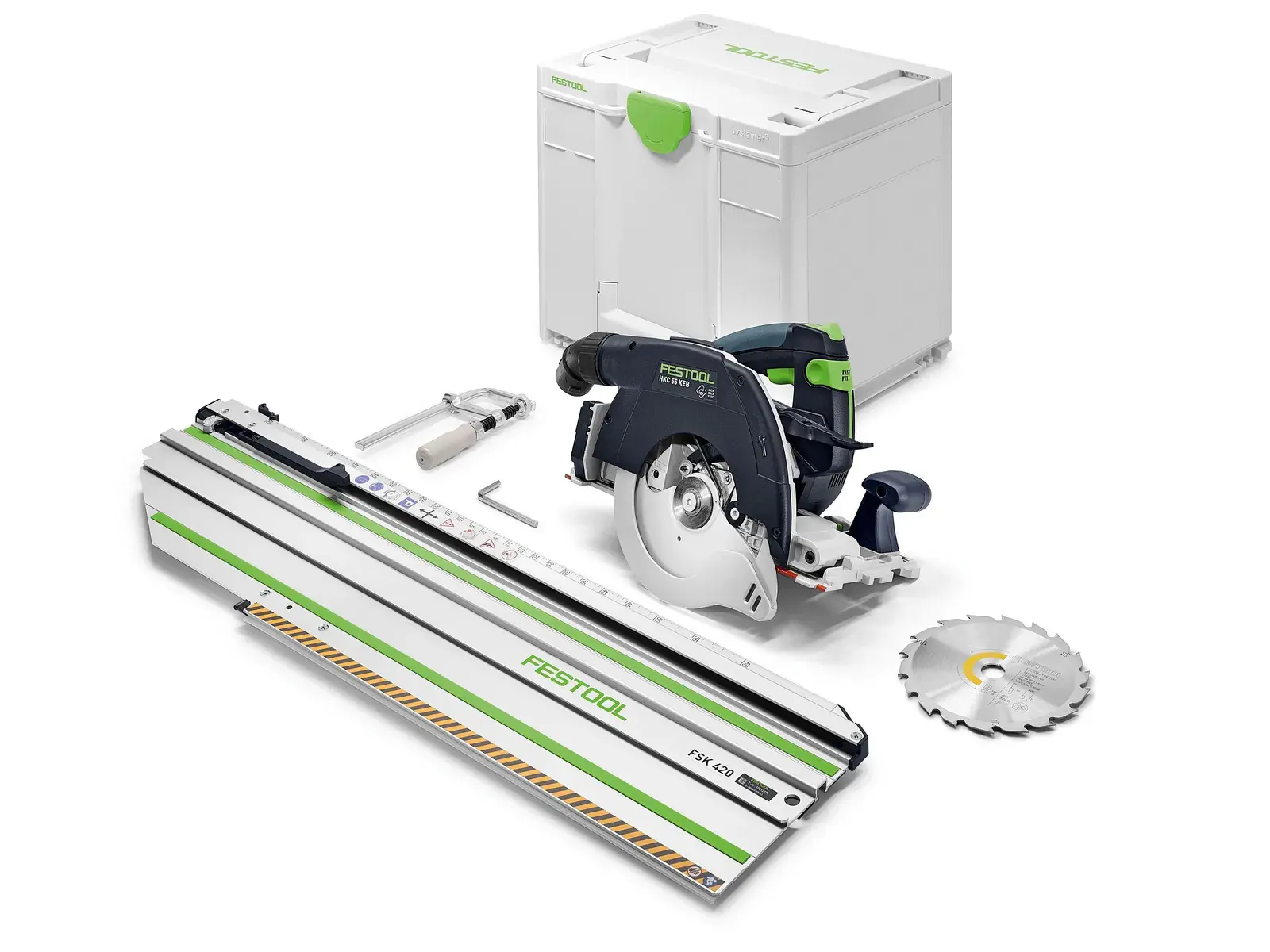  Scie circulaire à capot basculant sans fil 18V HKC 55 KEB-Basic-FSK 420 - FESTOOL - sans batterie, ni chargeur - rail de guidage - SYSTAINER - 578704