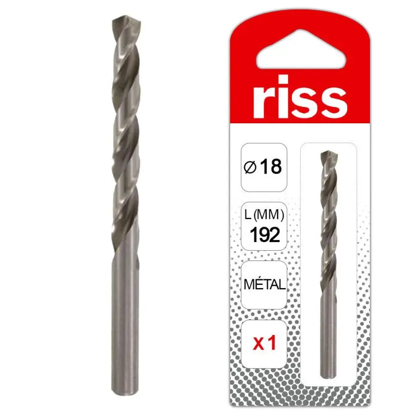 Foret HSS taillé meulé Tecn'X - Ø 18 mm - longueur utile 192 mm - 1 pièce - RISS - 3085V001800