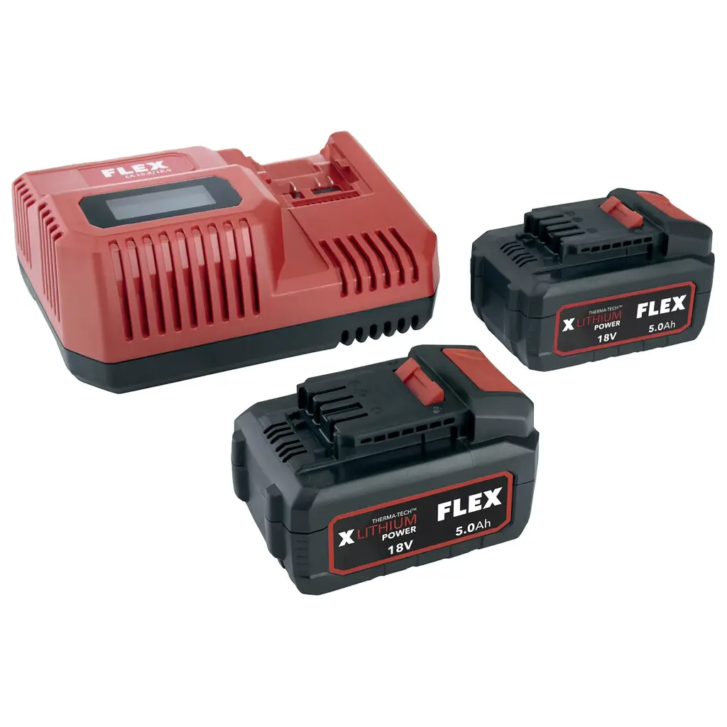 Power pack 55 R - 1 Chargeur 10,8 / 18 V + 2 batteries 18V 5 Ah - Flex - 532739