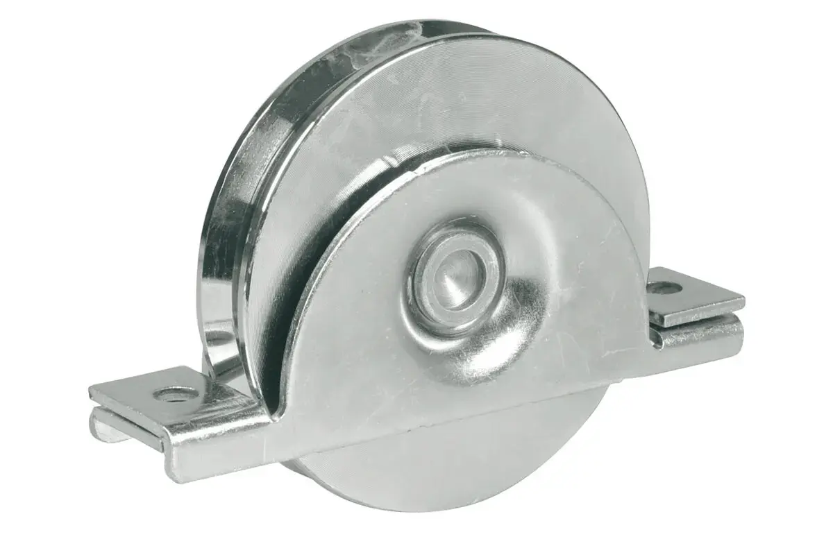 Roue avec Support Intérieur Ø 80mm - 1 Roulement à Bille - Gorge Rond Ø16 - IBFM - 392080P