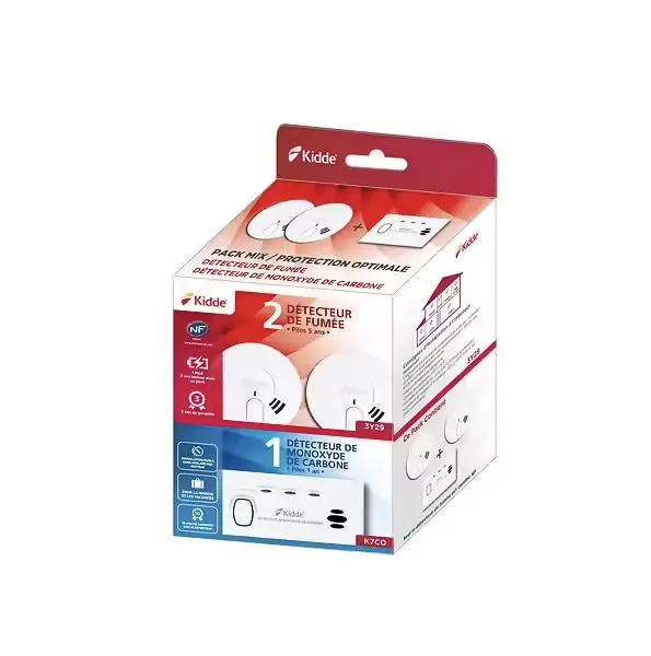 Pack 2 détecteurs de fumée + monoxyde de carbone 5 ans - KIDDE - DF2CO1FR