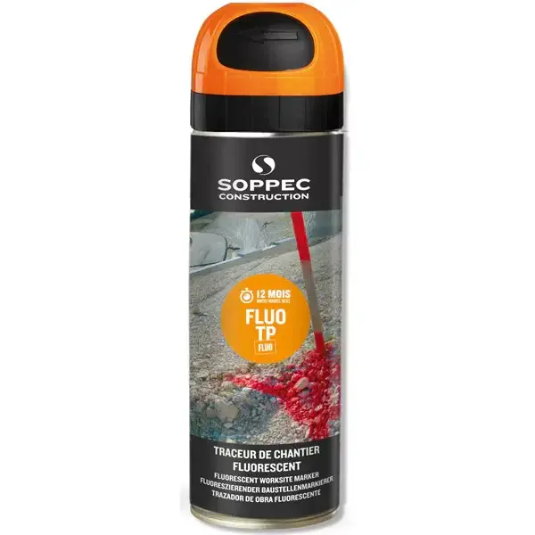 Traceur de chantier FLUO TP - orange - 500 mL - SOPPEC - 141516O