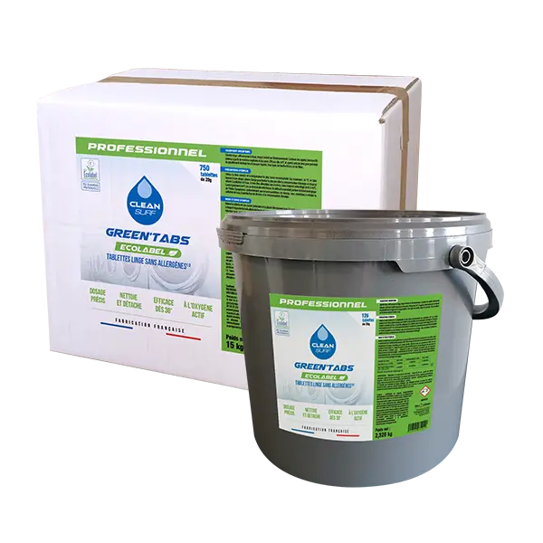 Pastille lave linge Clean Surf Green Tabs ECOLABEL - CRISTAL HYGIENE - CE44THX1
