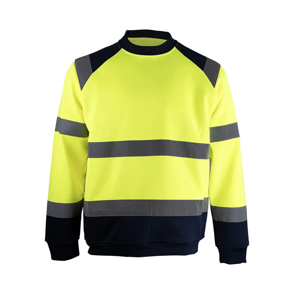 Sweat HV col rond Jaune fluo/Marine - LMA - 8082