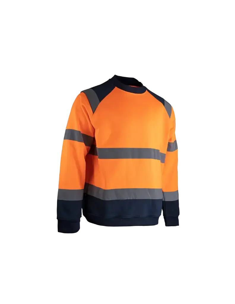Sweat haute visibilité à col rond orange fluo/Marine T.L - LMA - 8083 