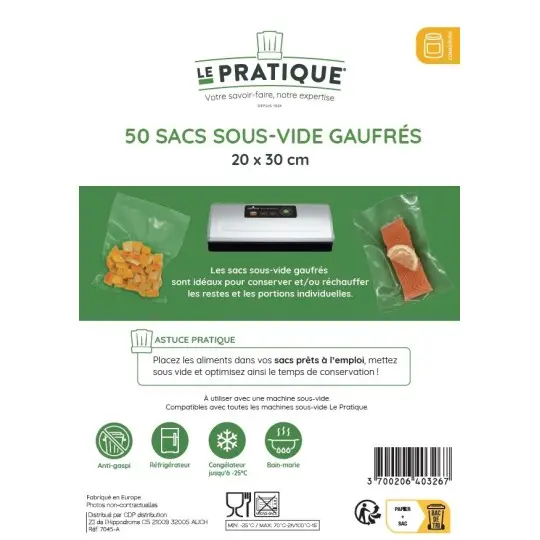 50 Sacs sous vide gaufés 20x30 cm - LE PRAIQUE - R063300