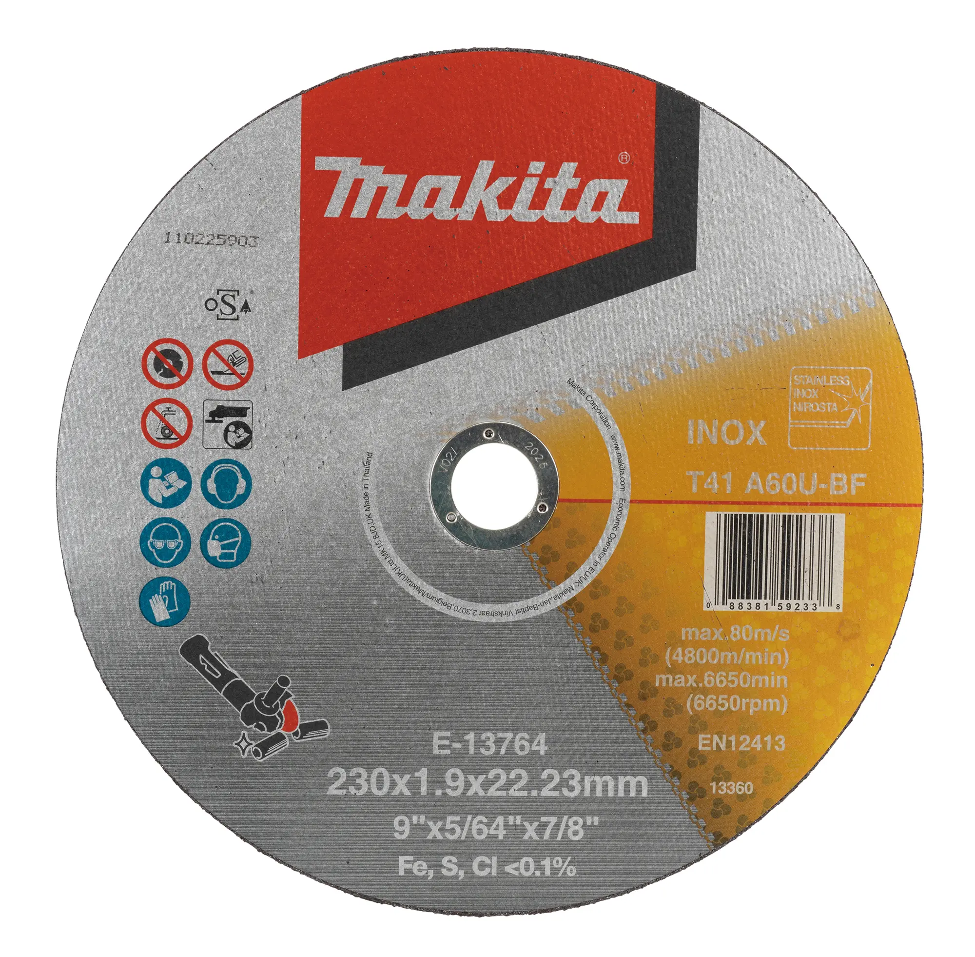 40 Disques à tronçonner métal et inox Ø230mm A60U pour meuleuses - MAKITA - E-13764-40