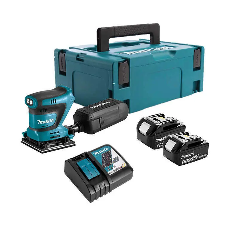Ponceuse vibrante 18v 112x102 mm-MAKITA - Avec 2 batteries 18V 5,0Ah - chargeur - MAKPAC - DBO480RTJ