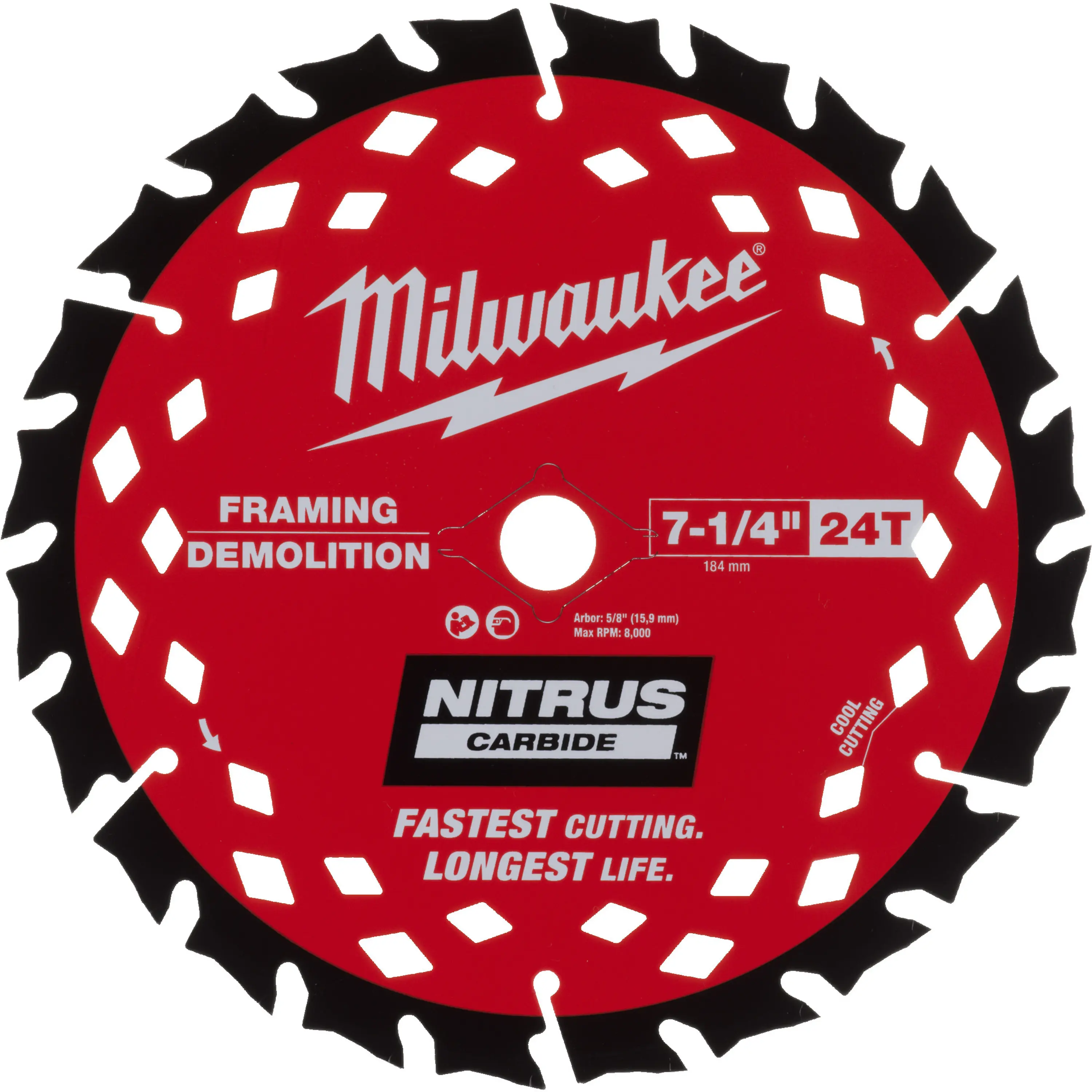 Lame de scie circulaire Nitrus Carbide 190 x 30 x 1,8 ATB 24 - MILWAUKEE - 4932499376 