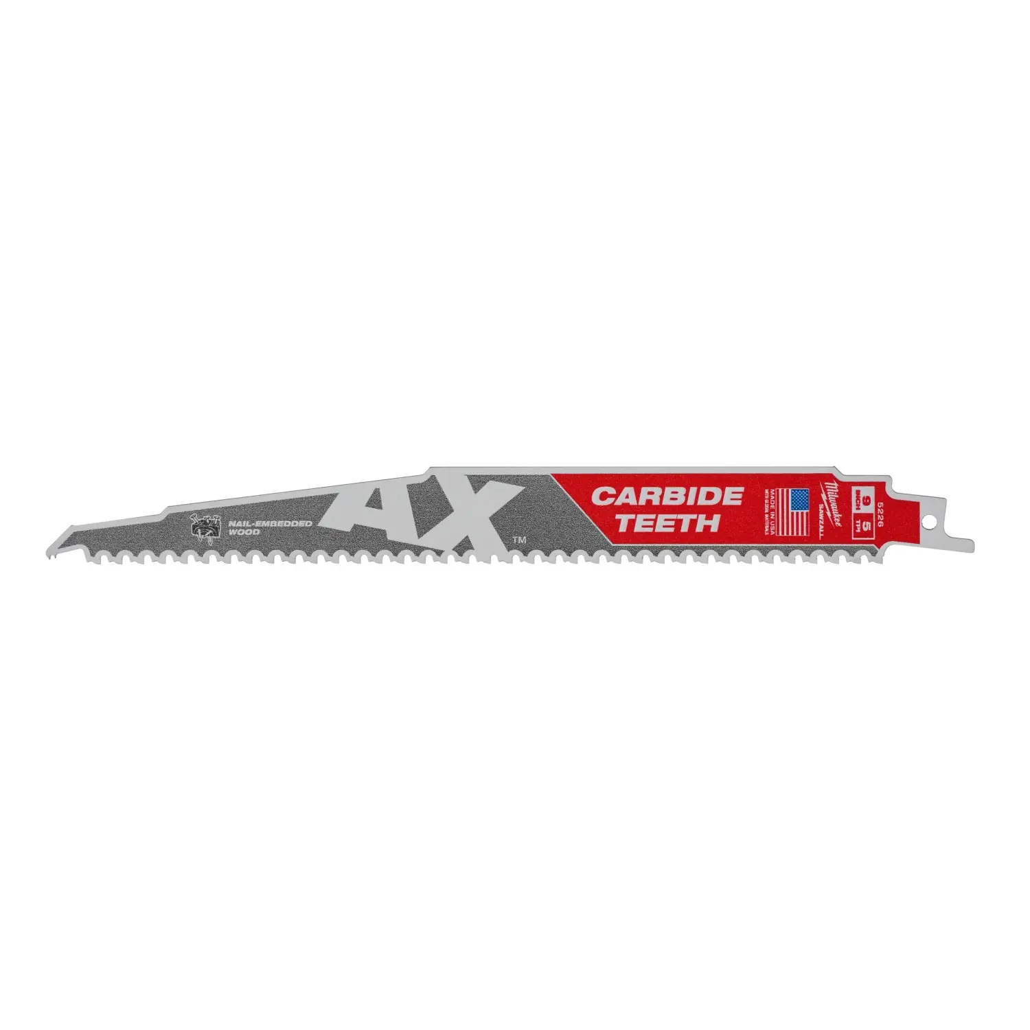 Lame scie sabre TCT AX - 230 mm x 5 Tpi - 1 pièce - MILWAUKEE - 48475226