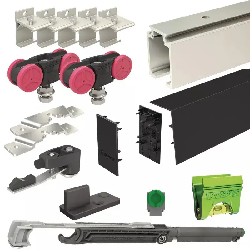 Ensemble SAF-Black pour 1 porte de de 21 à 60 kg avec amortisseur et rail de 195 cm - MANTION SAS - SAF60-195-BLACK