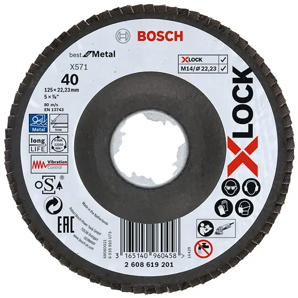 Disque X-Lock lamelle Coude Best Metal BOSCH Ø125 Grain 120 - 2608619204