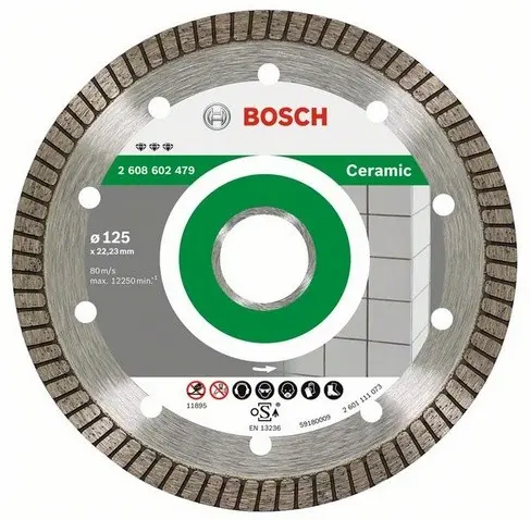 Disque à tronçonner diamanté BOSCH D Turbo Spécial Céramique et Pierre 125X22.23 MM - 2608602479