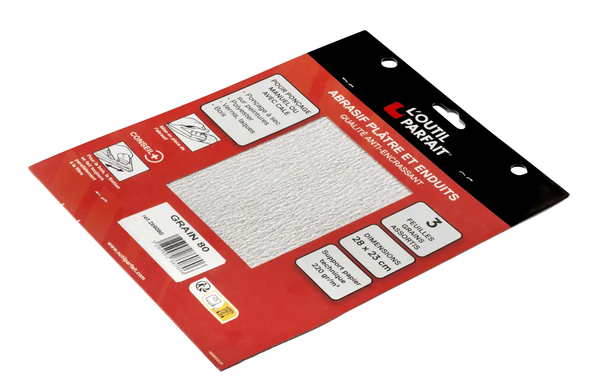 Abrasif plâtre et enduit Grain 80 - OUTIL PARFAIT - 286080