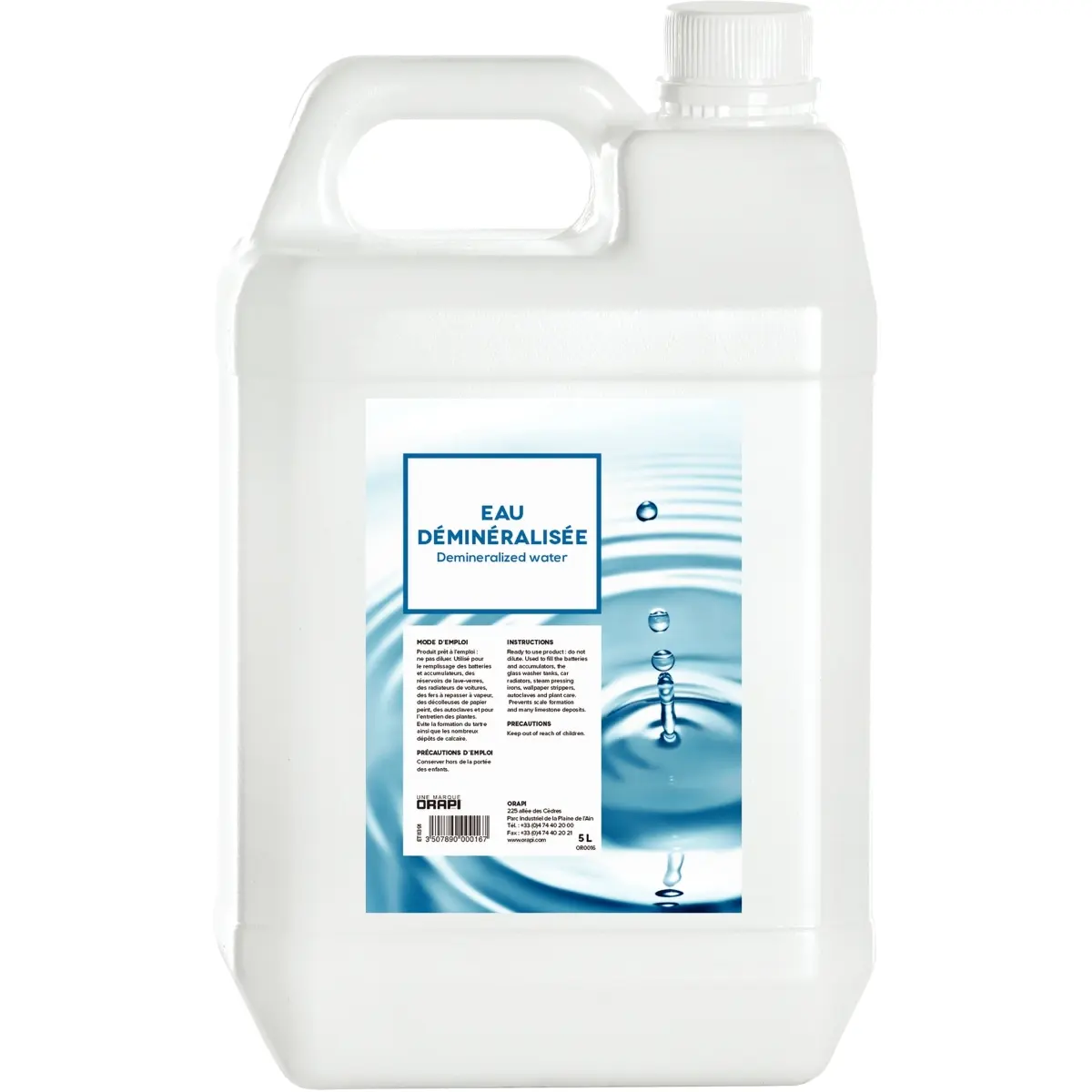 Eau déminéralisée - 5L - ORAPI - 172043