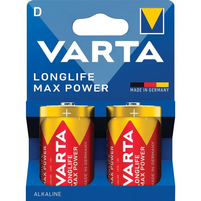 Pile alcaline Longlife Max Power LR20/D - Blister x 2 - VARTA - 546292