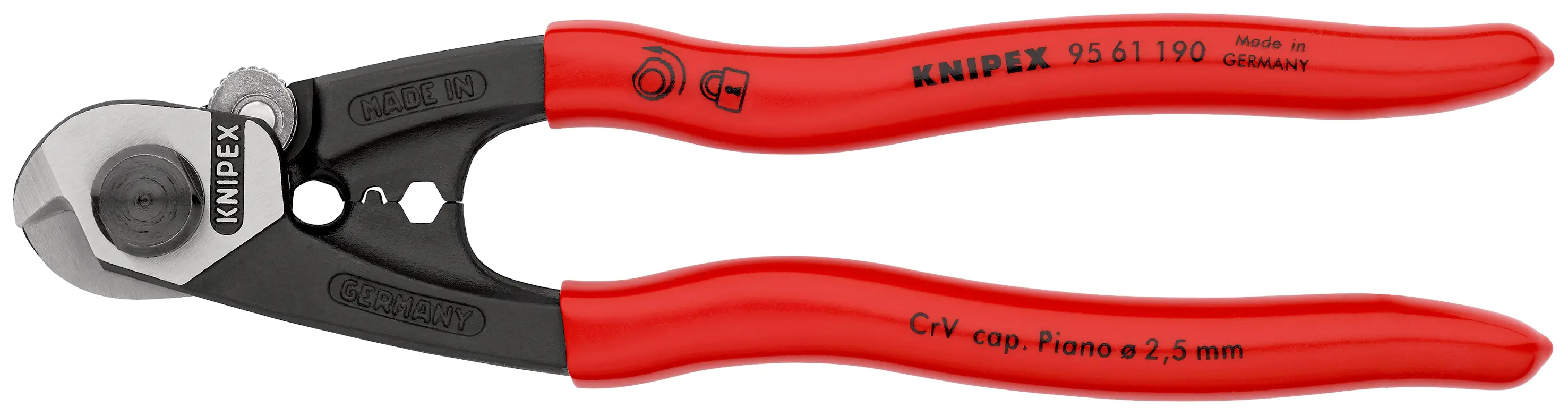 Pince coupe-câble avec 2 profils de sertissage - KNIPEX - 190 mm - 5 mm de coupe - 9561190