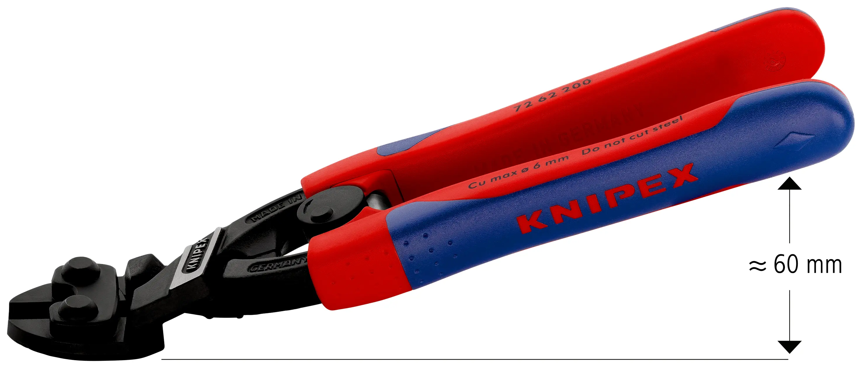 Pince coupante à ras démultipliée matériaux tendres 200mm - Gainage bi-matière - KNIPEX - 72 62 200