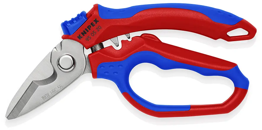 Ciseaux d'électricien coudés polie miroir avec gaines bi-matière, renforcées de fibres de verre 180 mm - KNIPEX - 95 05 20 SB
