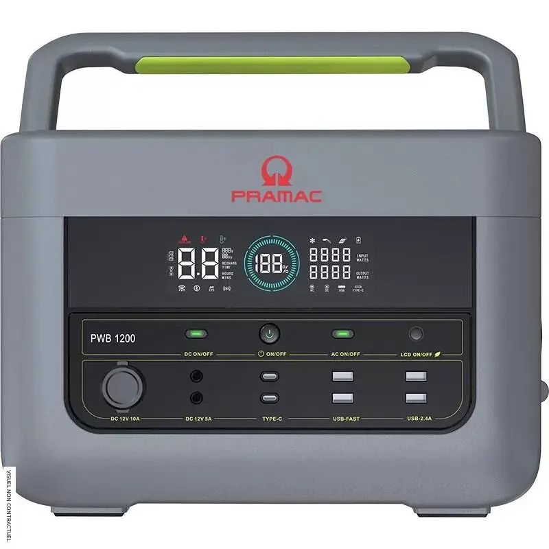 Station d'énergie portable à batterie PWB 1200 - 2 prises AC - PRAMAC - KA162Y11020