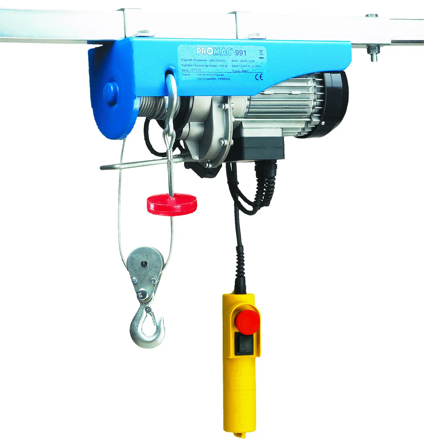 Palan électrique - Capacité de levage 250 / 500 kg - TOOL FRANCE - 991G
