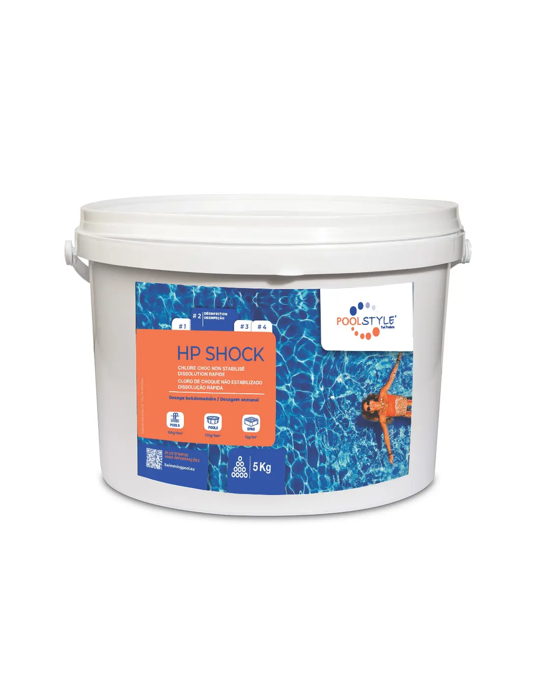 Hypochlorite granule P Shock 5KG - POOLSTYLE - PSL-500-0020