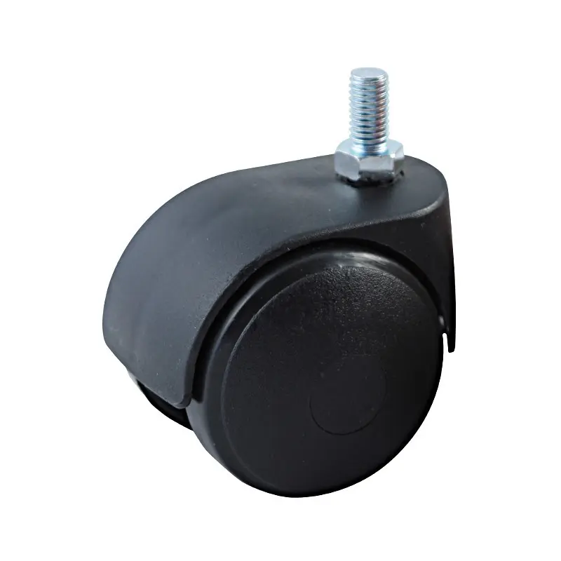 Roulette pivotante double à tige filetée M10  - AVL - Roue nylon noir Ø 50 - Charge 40 kg - 595525A