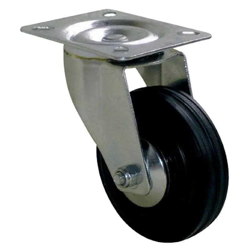 Roulette pivotante platine sans frein D.65 galet caoutchouc noir charge 65kg - GUITEL HERVIEU - 700108