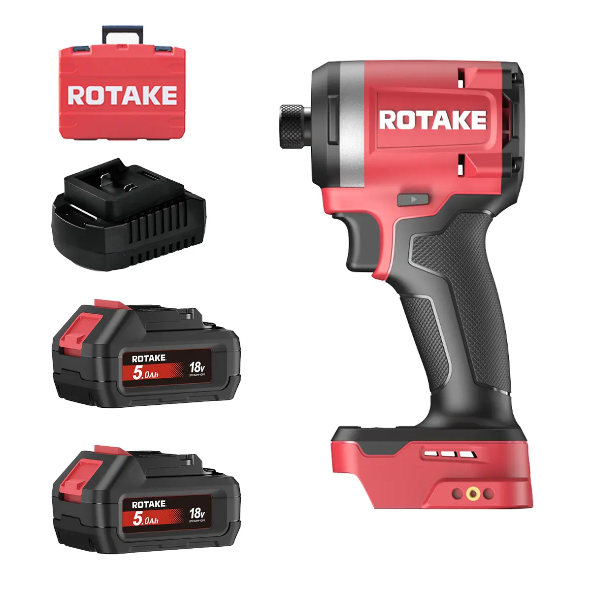 Visseuse à chocs 18V 1/4" HEX 260 Nm - ROTAKE - avec 2 batteries 18V 5ah - chargeur et coffret - S1-50D