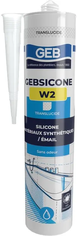 Mastic silicone gebsicone W2 cartouche 310 ml translucide - GEB - 890502