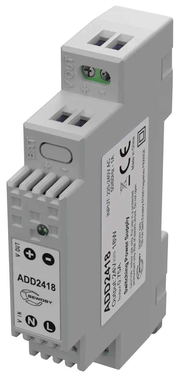 Alimentation sur rail DIN 1 module 230V AC / 24V DC / 18W – 0.75A - SEWOSY - ADD2418