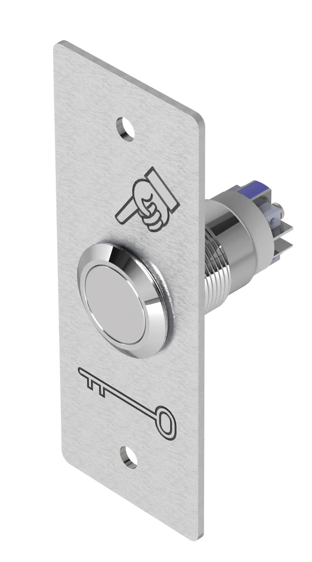 Bouton poussoir INOX 19 mm NO+NC bornier à vis + plaque PBP19_3 - SEWOSY - PB19NO+NC_ST_SI