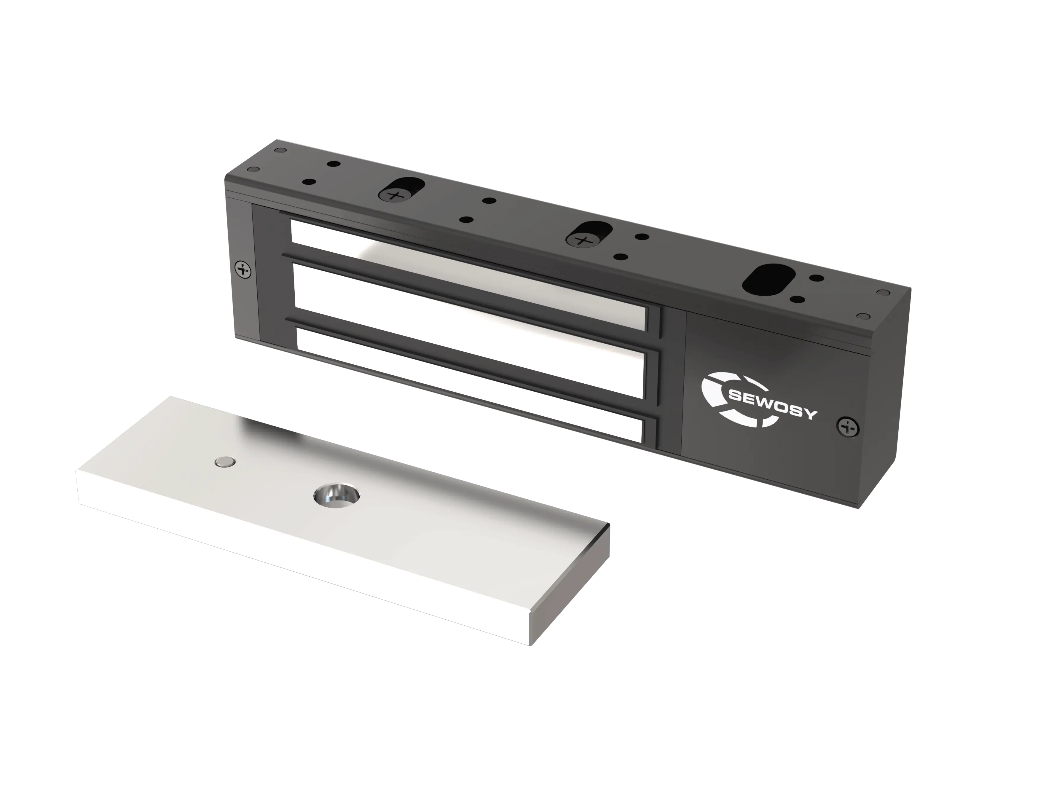 Ventouse électromagnétique en applique 500 daN 12/24V DC NF S 61-937 - Noir - SEWOSY - V550N