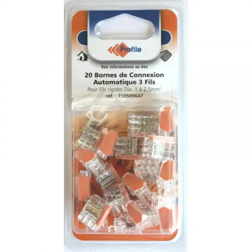 Borne de raccordement automatique 3 Fils - Lot de 20 - PROFILE - 710509647