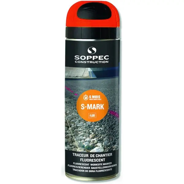 Traceur de chantier FLUO S-MARK - orange - 500 mL - SOPPEC -  141916O