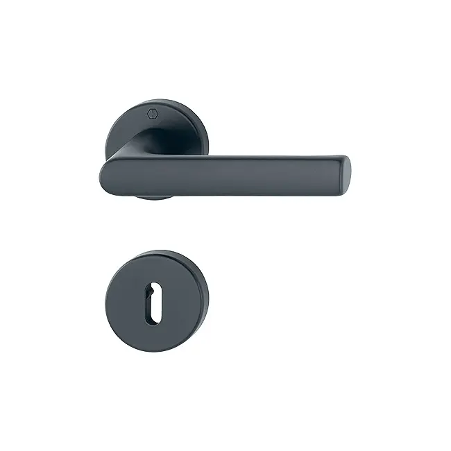 Poignée rosaces ronde hamburg alu noir Clé L carré - HOPPE - 11833968