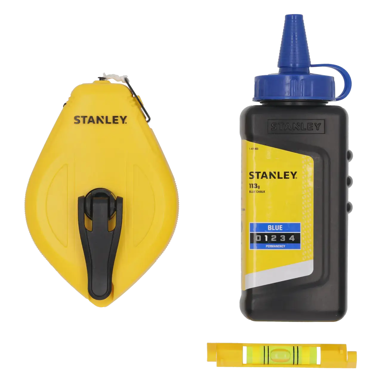 Kit cordeau traceur 30 m 1:1, poudre bleue, niveau - STANLEY - STHT47113-0
