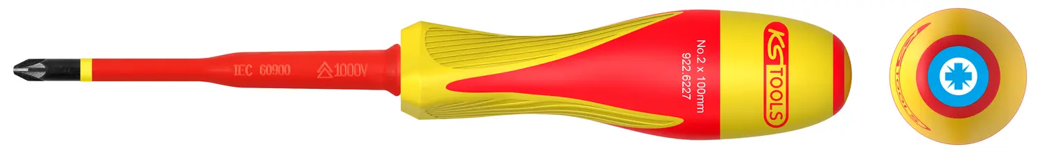 Tournevis Pozidriv bi-matière isolé 1000V, PZ2 pour borniers électriques - KSTOOLS - 922.6227