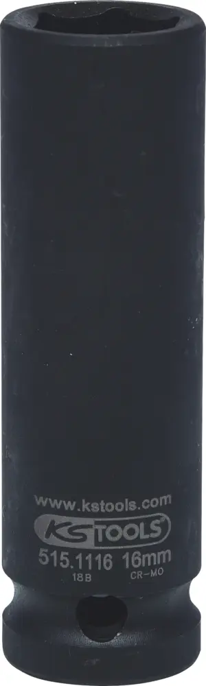 Douille longue à chocs 6 pans 1/2", 16 mm sur carte - KSTOOLS - 515.1116-E
